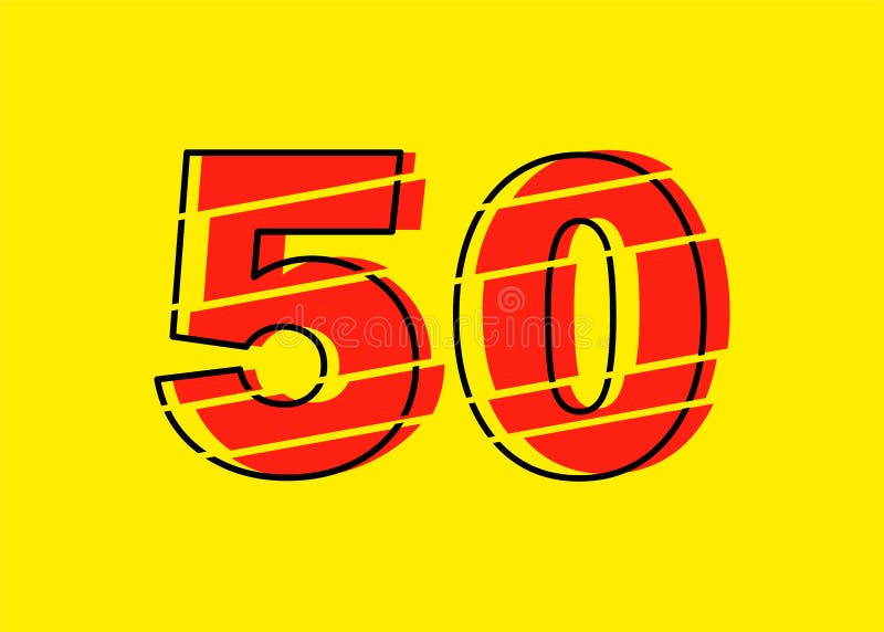 Ilustrare vectorială de proiectare a numerelor roșu strălucitor 50. stil linie plată în linie orizontală vectorială numerală royalty free illustration