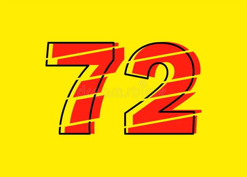 Ilustrare vectorială de proiectare a numerelor 7-2 roșu strălucitor. stil linie plată în linie orizontală vectorială numerală stock illustration