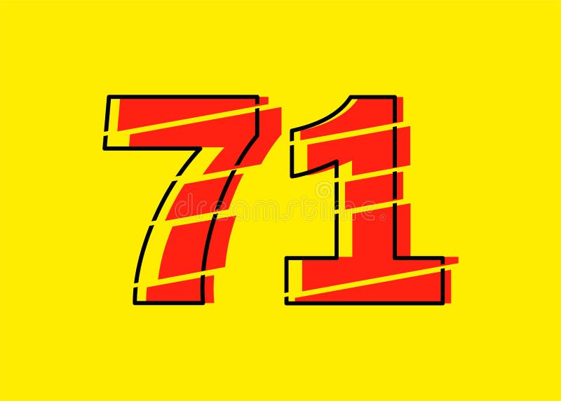 Ilustrare vectorială de proiectare a numerelor 7-1 roșu strălucitor. stil linie plată în linie orizontală vectorială numerală stock illustration