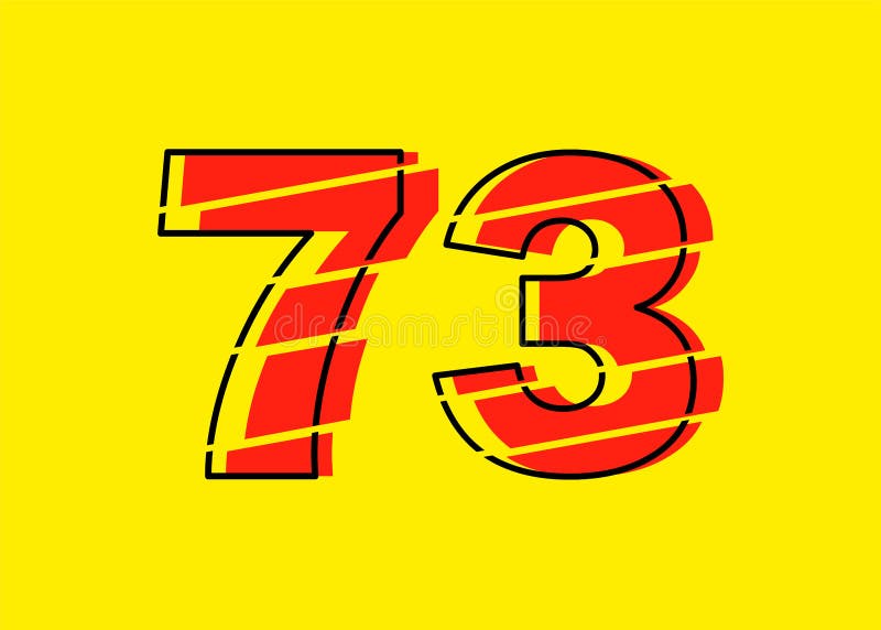 Ilustrare vectorială de proiectare a numerelor 7-3 roșu strălucitor. stil linie plată în linie orizontală vectorială numerală stock illustration