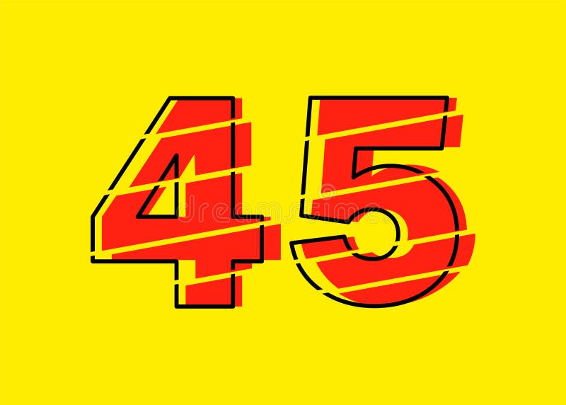 Ilustrare vectorială de proiectare a numerelor roșu strălucitor 45. stil linie plată în linie orizontală vectorială numerală royalty free illustration