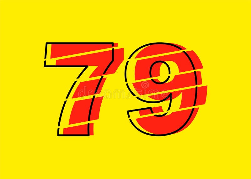 Ilustrare vectorială de proiectare a numerelor 7-9 roșu strălucitor. stil linie plată în linie orizontală vectorială numerală royalty free illustration