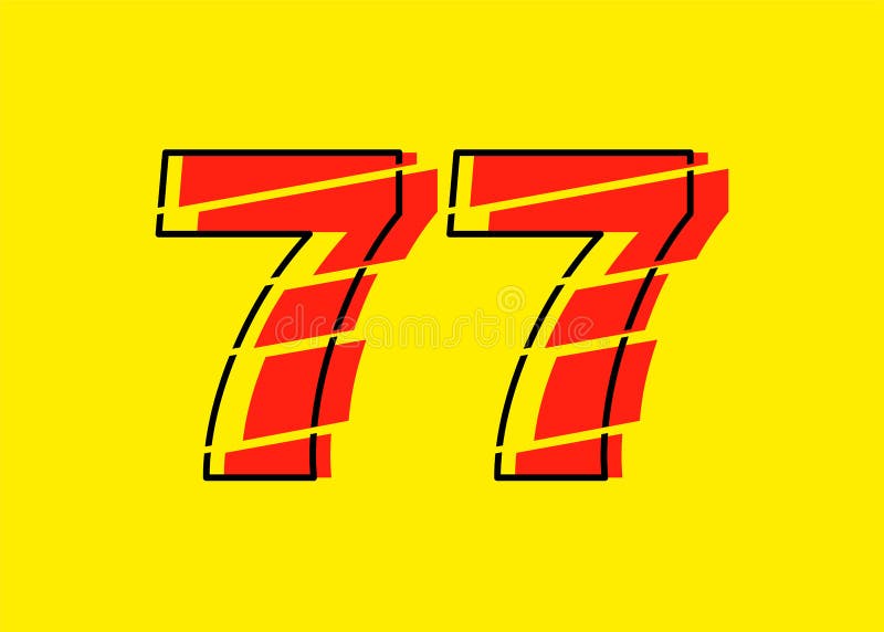 Ilustrare vectorială de proiectare a numerelor 7 roșu strălucitor. stil linie plată în linie orizontală vectorială numerală royalty free illustration