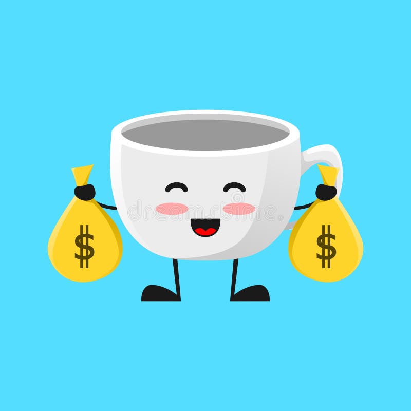 Ilustrare vectorială a mănunchiului drăguț pentru cafea sau a carcasei de bani pentru păstrarea caracterelor. concept drăguț de ce vector illustration