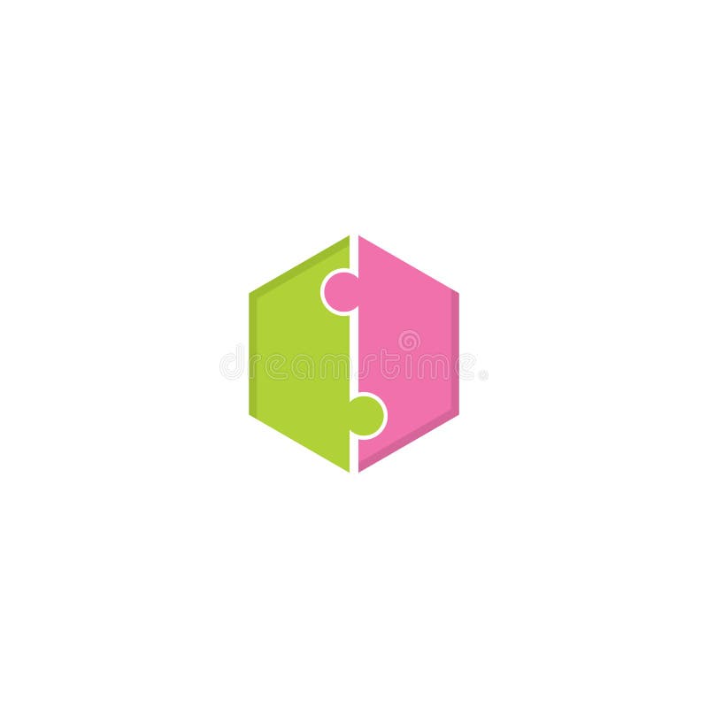Ilustrare vectorială a pictogramei siglei pentru două piese pentru puzzle stock illustration