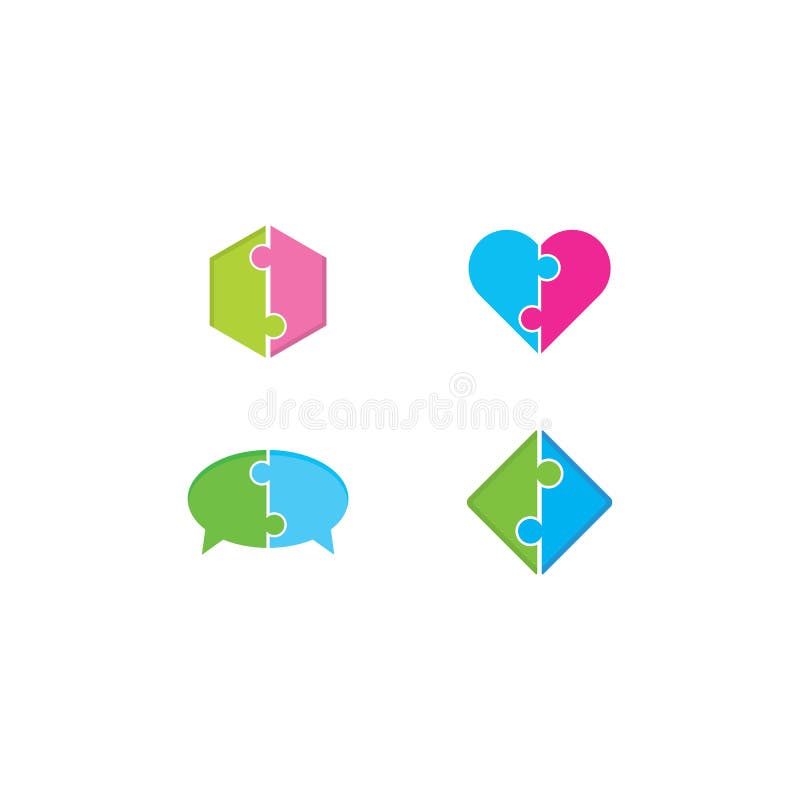 Ilustrare vectorială a pictogramei siglei pentru două piese pentru puzzle vector illustration