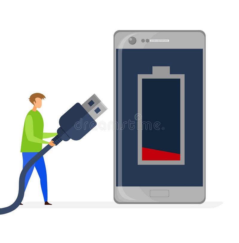 Ilustrare vectorială plată cu nivel redus de încărcare prin telefon royalty free illustration