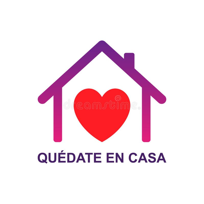 Ilustrare vectorială quedate en casa english traducere stă acasă cu inima casei stock illustration