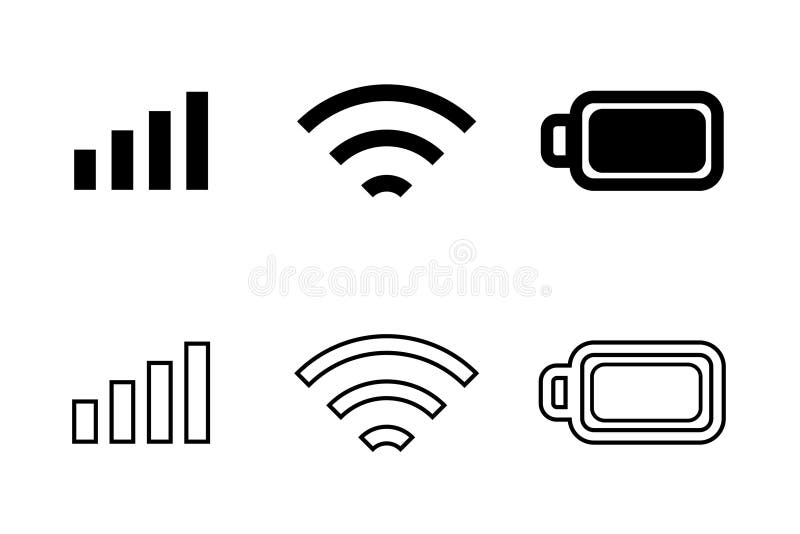 Ilustrare vectorială a semnalelor wifi ale bateriei royalty free illustration