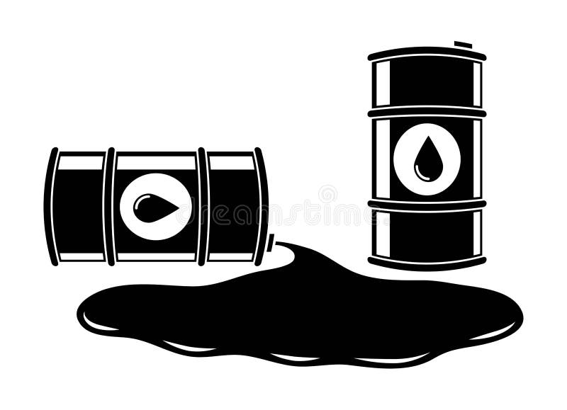 Ilustrare vectorială a țițeiului vărsat din containerul negru stock illustration