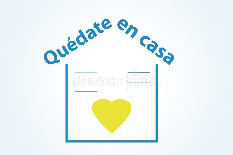 Ilustrare în conceptul de carantină cu fraza de ședere la domiciliu în quedate spaniolă en casa din cauza covid19 sau coronavirus vector illustration