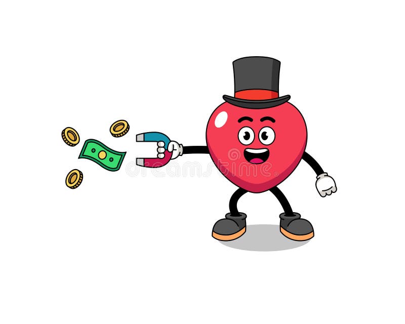 Ilustrarea caracterului iubirii prinderea banilor cu un magnet royalty free illustration