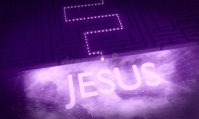 Ilustrarea conceptului de creștinism. cale iluminată spre Isus peste dreptunghi labirint 3d redare vector illustration