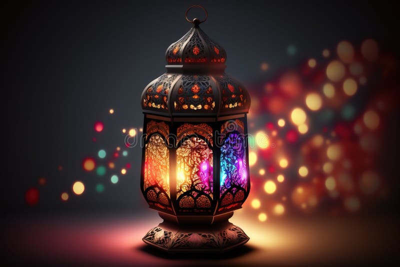 Ilustrarea culorii felinatului ramadan cu lumină roșie vector illustration