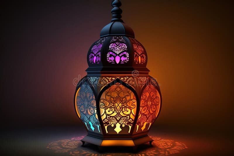 Ilustrarea culorii felinatului ramadan cu lumină roșie royalty free illustration