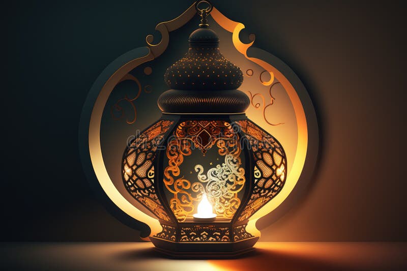 Ilustrarea culorii felinatului ramadan cu lumină roșie vector illustration