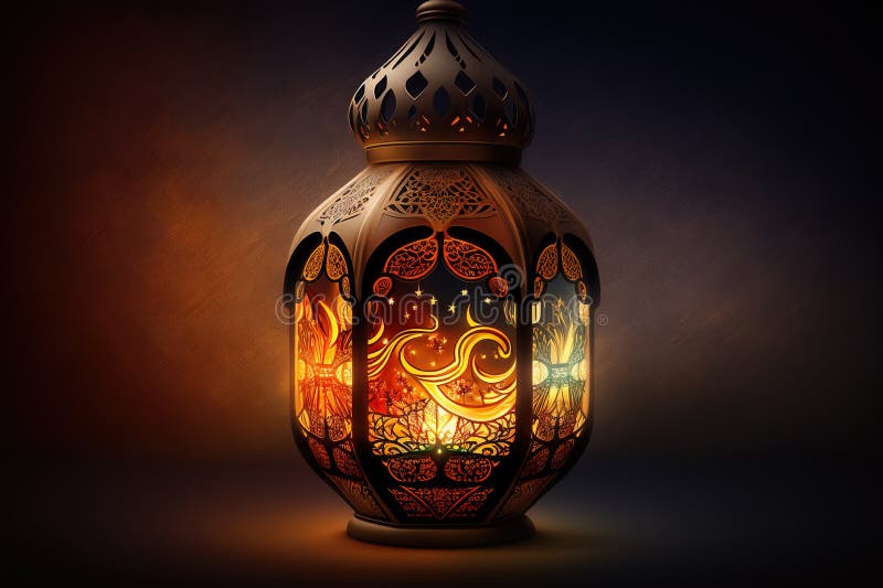 Ilustrarea culorii felinatului ramadan cu lumină roșie royalty free illustration