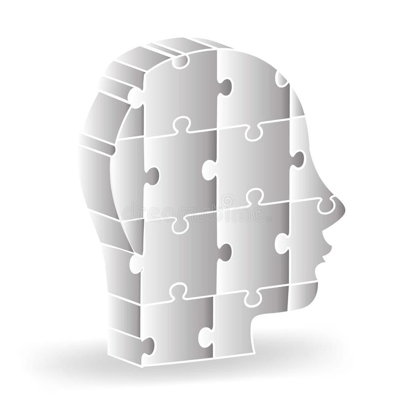 Ilustrarea 3d a designului emblemei puzzle-ului uman royalty free illustration