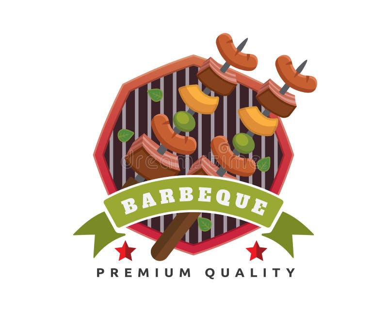 Ilustrarea emblemei pentru grătar gustoasă modernă premium stock illustration