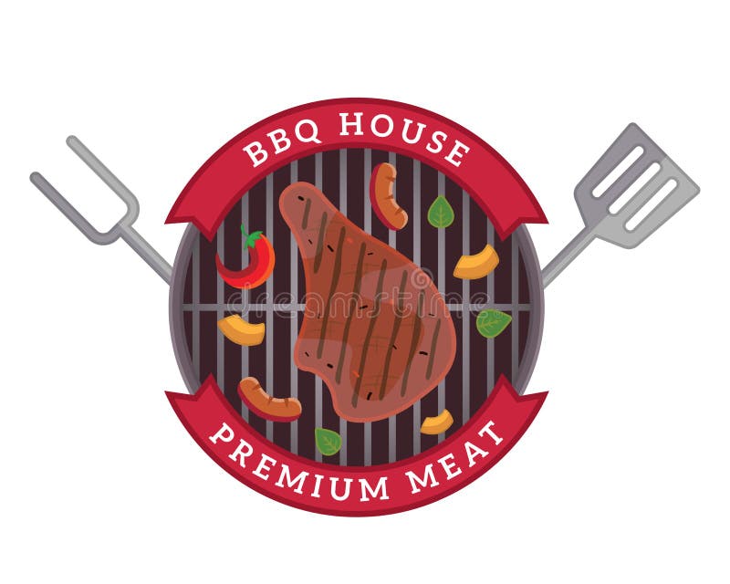 Ilustrarea emblemei pentru grătar gustoasă modernă premium royalty free illustration