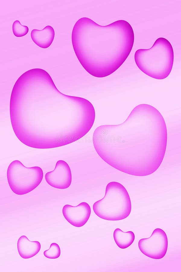 Ilustrarea modelului 3d de diferite dimensiuni de inimi pe fond violet deschis royalty free illustration