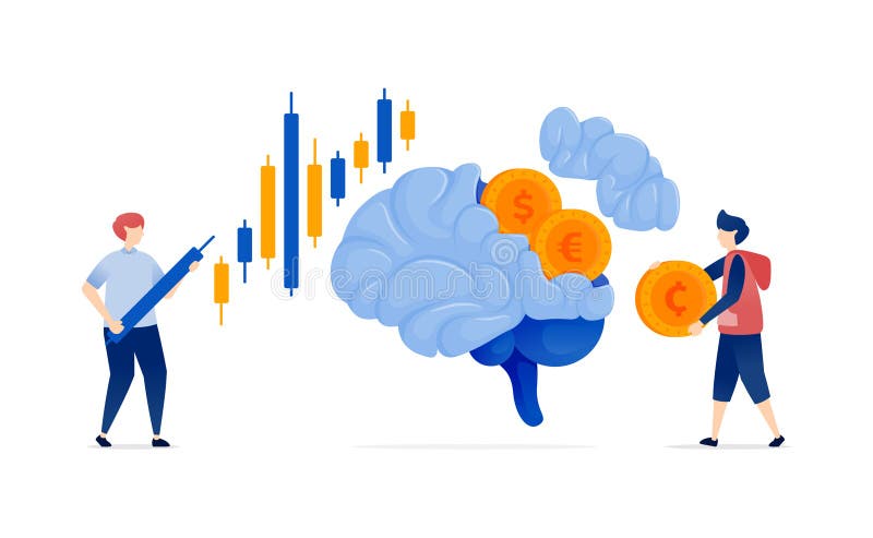 Ilustrarea persoanelor care utilizează inteligența artificială AI bazată pe mașini de date financiare și de învățare pentru a rezo royalty free illustration