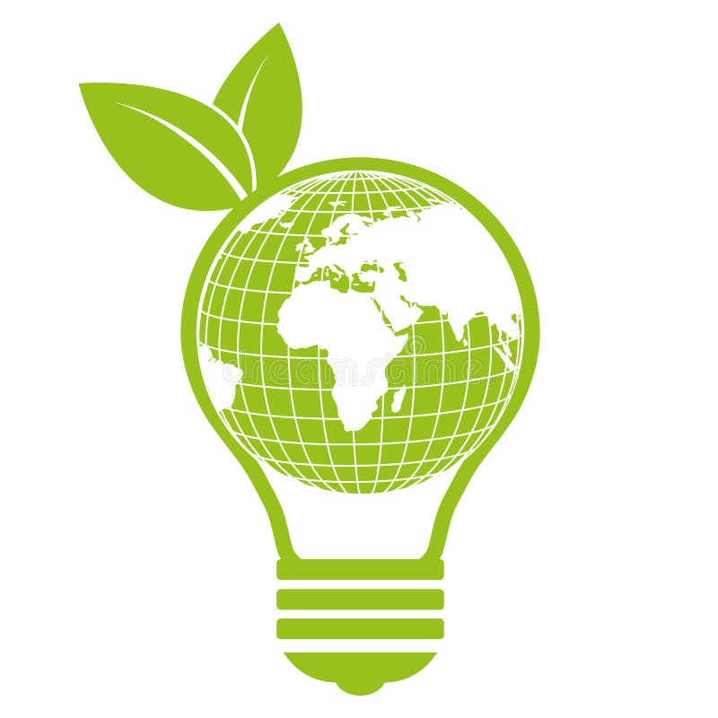 Ilustrarea siglei energetice ecologice. lampă cu globul royalty free illustration