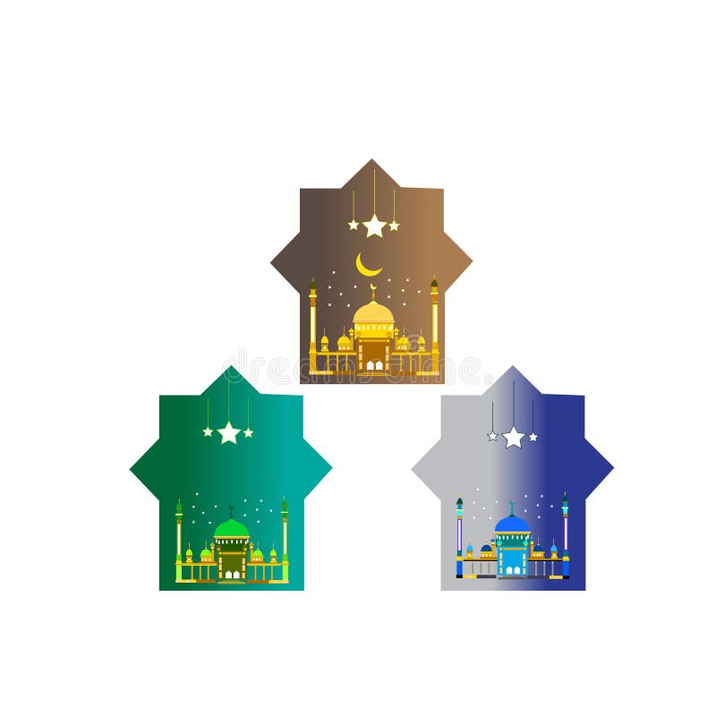 Ilustrarea unei moschei de pictograme ramadan colorat. vector illustration