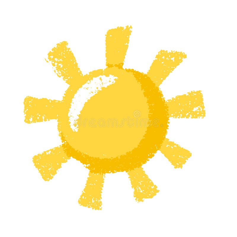 Ilustrarea vectorului desenat de Creionul Sun Chalk Hand. Simbol Galben Vară. vector illustration