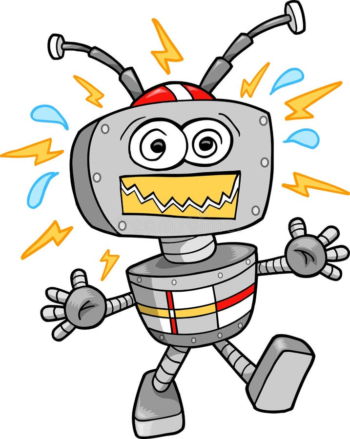 Ilustrarea vectorului robot nebun royalty free illustration