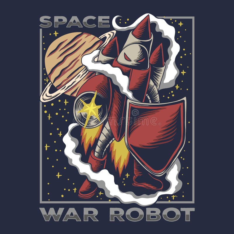 Ilustrarea vectorului robotului de război spațial stock illustration