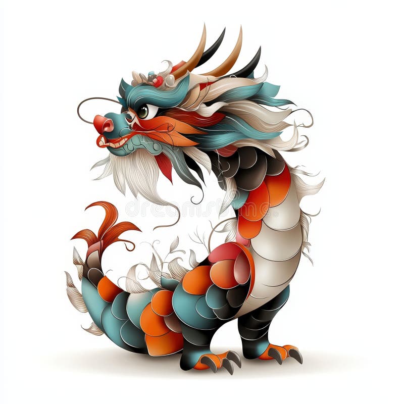 Ilustrarea vibrantă a unui dragon mitic cu solzi colorați și detalii complexe perfecte pentru teme fantastice vector illustration