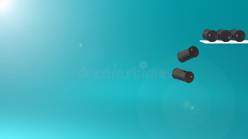 Ilustration 3d. Ölbarrelpreisverfälle auf Diagramm. stock abbildung