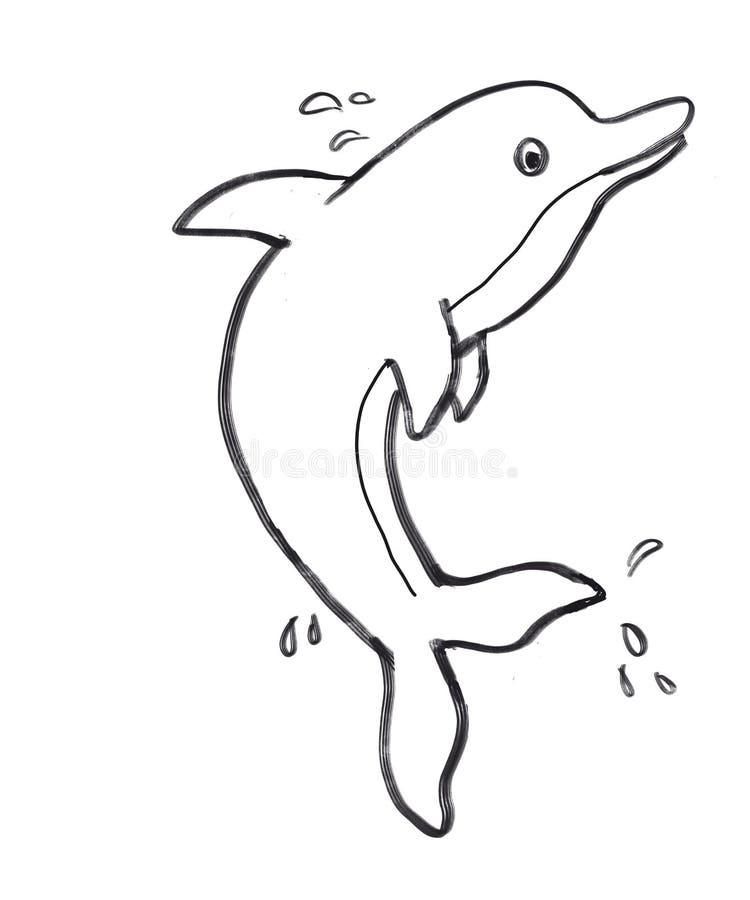 Ilustration of Dolphin Coloring for Children Stock Illustration -  Illustration of draw, drawing: 169118705