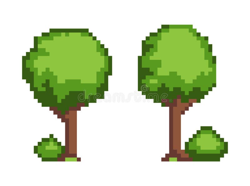 Ilustração ajustada do vetor do objeto da planta do pixel da árvore ilustração stock Ilustração ajustada do vetor do objeto da planta do pixel da árvore ilustração stock