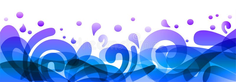 Ilustração azul de design de fundo, abertura de banner colorida de verão e ondas em forma abstrata de água - para estoque