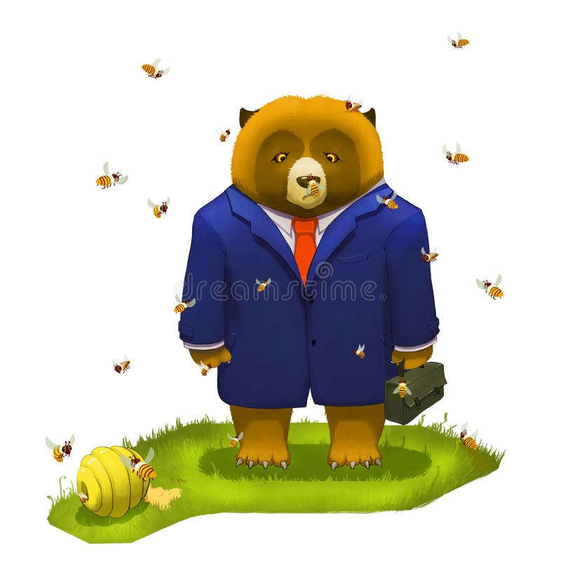 Ilustração: Big Bear frustrante com pasta quer dar acima ilustração stock Ilustração: Big Bear frustrante com pasta quer dar acima ilustração stock