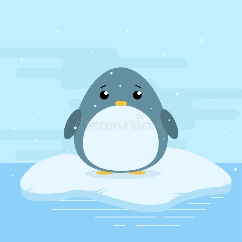 Ilustração bonito dos desenhos animados do pinguim no iceberg na Antártica Tempo frio com neve ilustração do vetor Ilustração bonito dos desenhos animados do pinguim no iceberg na Antártica Tempo frio com neve ilustração do vetor