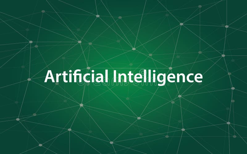 Ilustração branca do tetx da inteligência artificial com o mapa verde da constelação como o fundo ilustração royalty free Ilustração branca do tetx da inteligência artificial com o mapa verde da constelação como o fundo ilustração royalty free