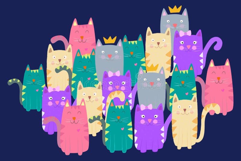 Ilustração colorida dos gatos