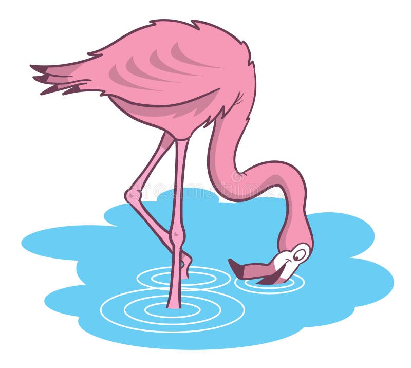 Ilustração cor-de-rosa dos desenhos animados do flamingo ilustração do vetor