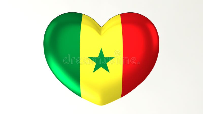 ilustração Coração-dada forma da bandeira 3D eu amo Senegal ilustração stock ilustração Coração-dada forma da bandeira 3D eu amo Senegal ilustração stock