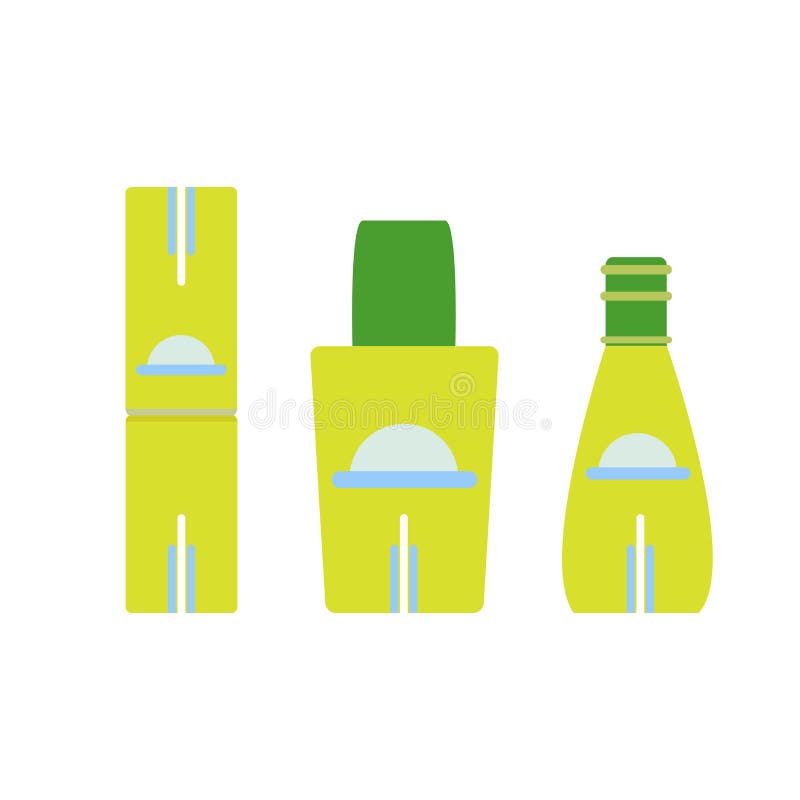 Ilustração cosmética do ícone do vetor ajustado da garrafa isolada Projeto de vidro ilustração stock Ilustração cosmética do ícone do vetor ajustado da garrafa isolada Projeto de vidro ilustração stock
