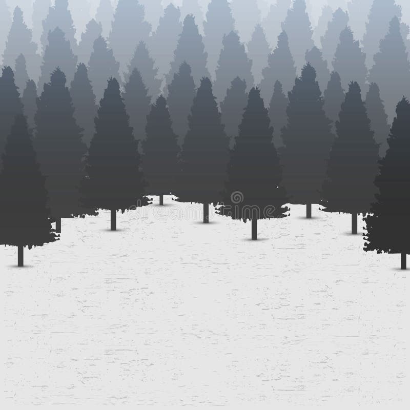 Ilustração criativa do fundo da floresta de pinheiros coníferas selvagens Design de arte paisagem natureza madeira panorâmica Con