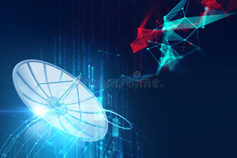 ilustração 3d da antena parabólica no backgr abstrato da tecnologia ilustração royalty free ilustração 3d da antena parabólica no backgr abstrato da tecnologia ilustração royalty free