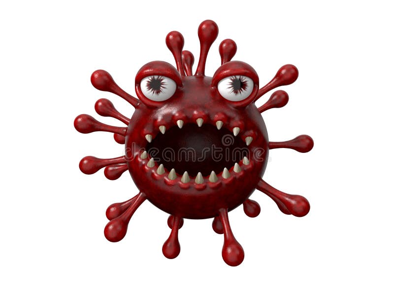 Ilustração 3d do monstro do vírus da corona vermelha