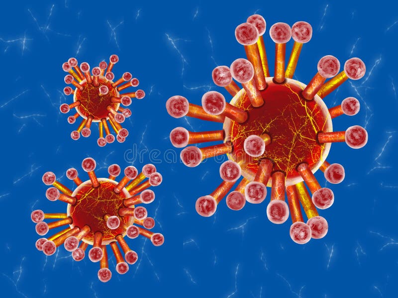 Ilustração 3D ou renderização 3D do vírus da coroa Covid -19 bactérias ou vírus em vista microscópica