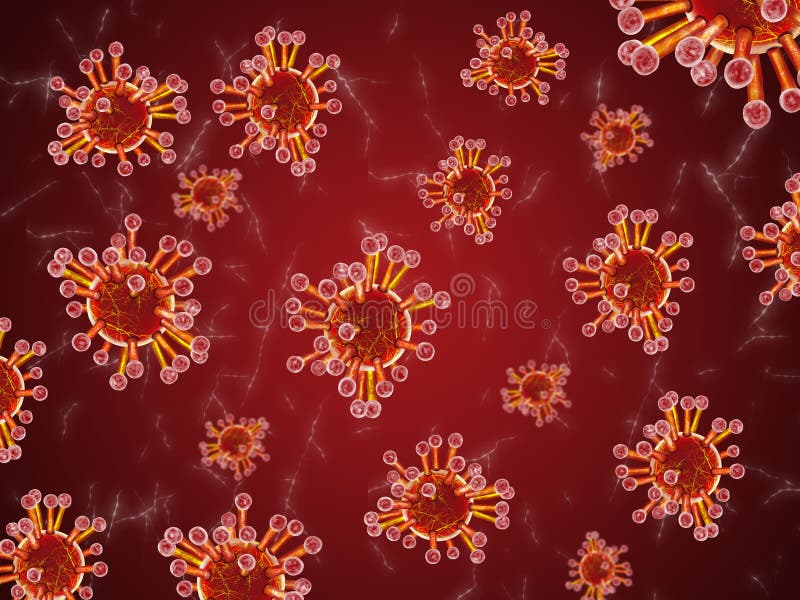 Ilustração 3d ou renderização 3d do vírus da corona 19 bactérias ou vírus em vista microscópica