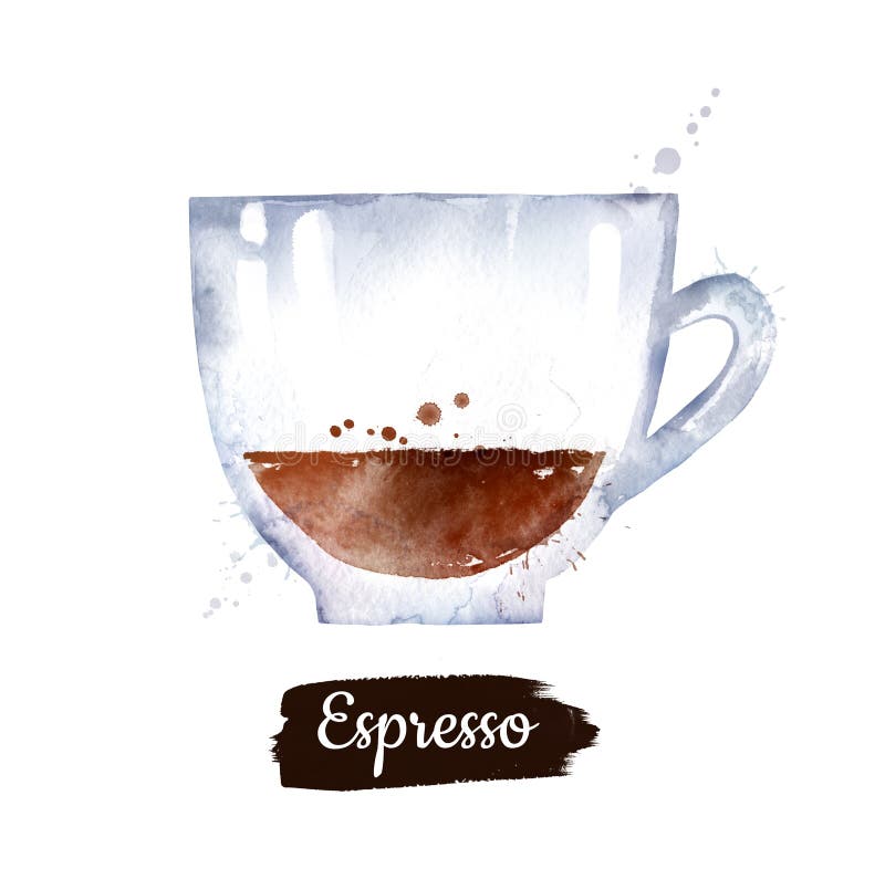 Ilustração da aquarela do copo de café do café ilustração royalty free