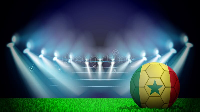 ilustração da bola de futebol realística pintada na bandeira nacional de Sinegla no estádio iluminado O vetor pode ser usado dent ilustração stock ilustração da bola de futebol realística pintada na bandeira nacional de Sinegla no estádio iluminado O vetor pode ser usado dent ilustração stock